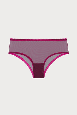Luna Tulle High Waist Knicker in Wine