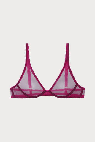 Luna Tulle Plunge Bra in Wine