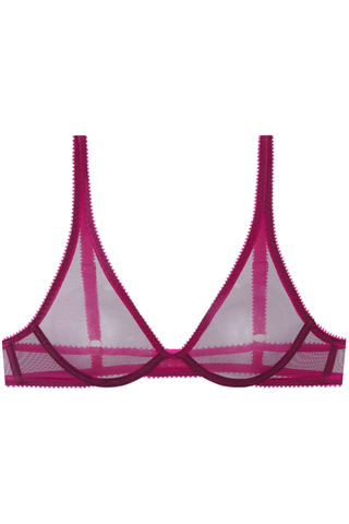 Luna Tulle Plunge Bra in Wine