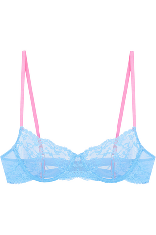 Dora Larsen Manon Floral Lace Underwired Bra Pale Blue