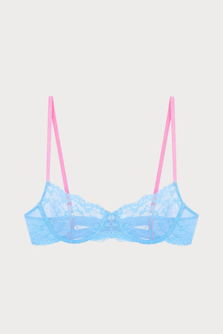 Manon Floral Lace Underwired Bra Pale Blue