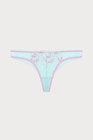 Marta Floral Embroidery Knicker in Pastel Green