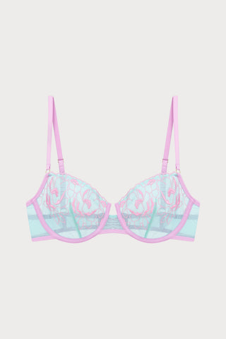 Marta Floral Embroidery Underwire Bra in Pastel Green