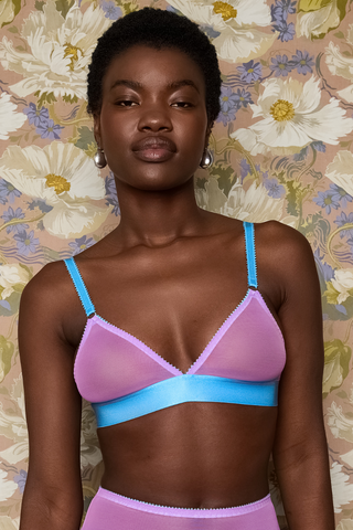 Dora Larsen Pippa Purple Tulle Wireless Triangle Bra - Soft Cup Bra
