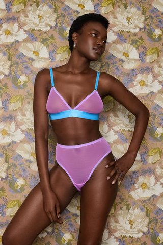 Dora Larsen Pippa Purple Tulle Wireless Triangle Bra - Soft Cup Bra