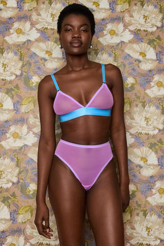 Dora Larsen Pippa Purple Tulle Wireless Triangle Bra - Soft Cup Bra
