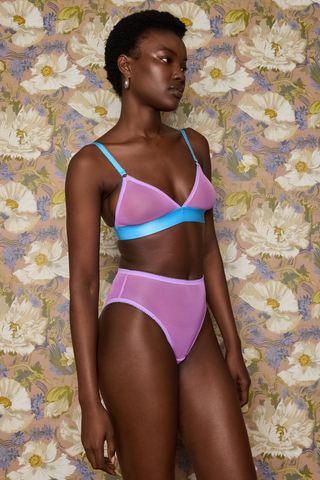 Dora Larsen Pippa Purple Tulle Wireless Triangle Bra - Soft Cup Bra