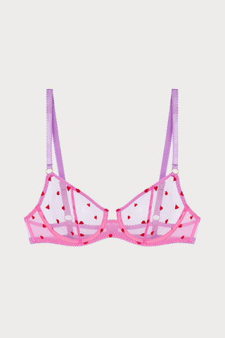Priya Heart Embroidery Underwire Bra Flamingo Pink