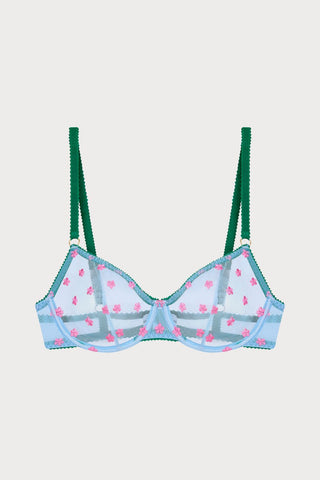 Sage Embroidered Underwire Bra Blue