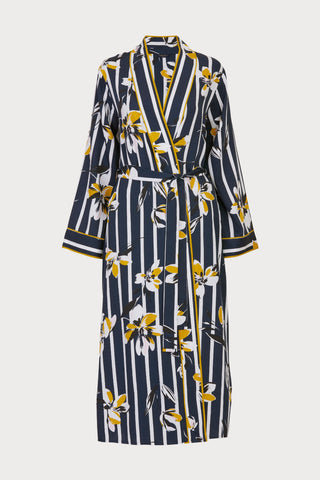 Knightsbridge Floral Stripe Print Dressing Gown