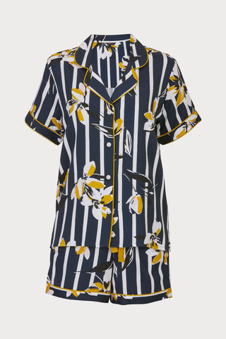 Knightsbridge Floral Stripe Print Shorty Pyjama Set