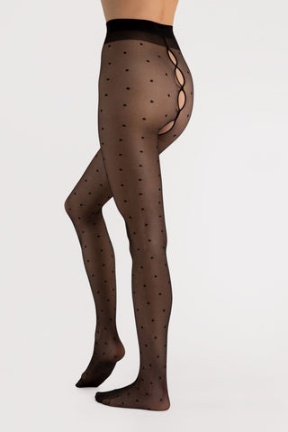 FiORE Bold Dream Polka Dot Crotchless Tights 20 Denier
