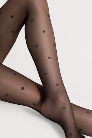 FiORE Confetti Lurex Dot Tights Black/Gold 20 Denier