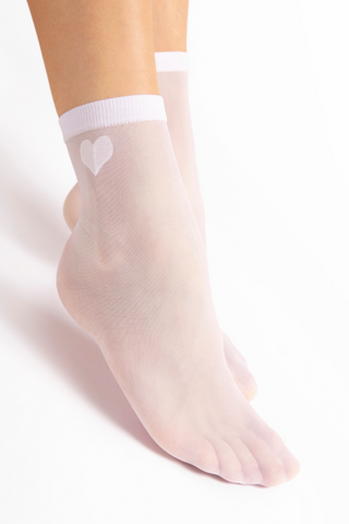 FiORE Cupido White Heart Pattern Socks 20 Denier