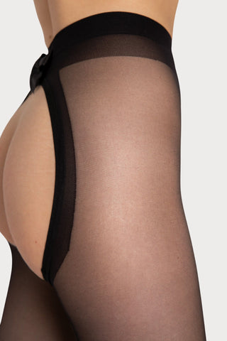 FiORE Cute Dream Crotchless Sheer Tights Black 20 Denier