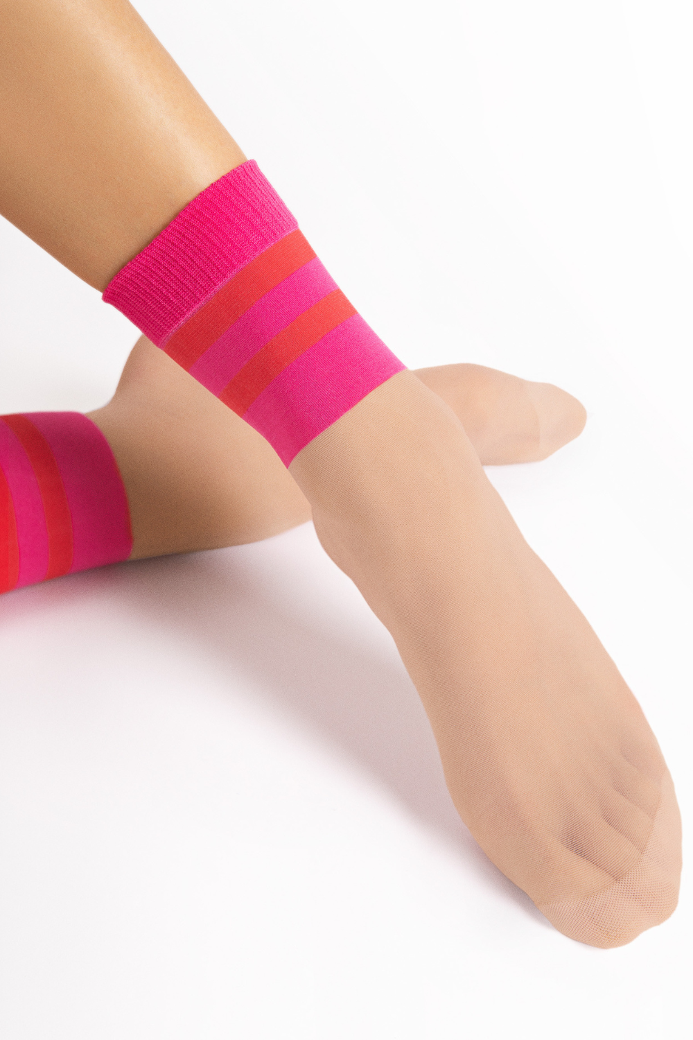 Knicker Socks FiORE Dash Nude & Pink Patterned Socks 20 Denier – Naughty Knickers