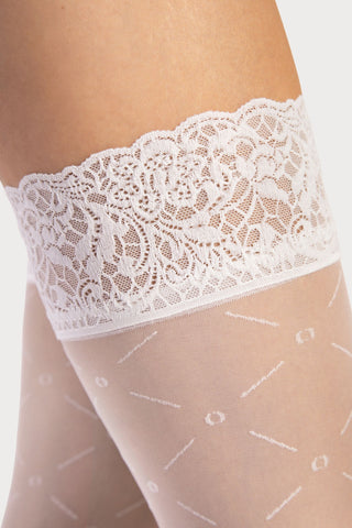 Fiore Enchante Lace Top Patterned Hold Ups 20 Denier
