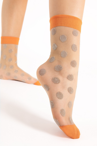 FiORE Fame Nude & Lurex Dot Pattern Socks 15 Denier