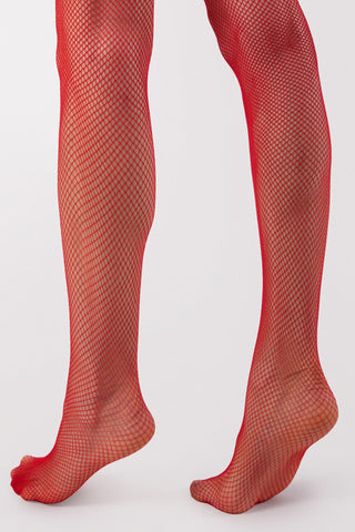 FiORE Passion Red Fishnet Strip Panty Tights 20 Denier - Naughty Knickers