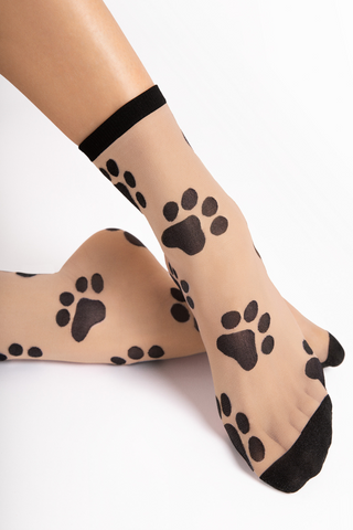 FiORE Pawpaw Socks 20 Denier in Black/Light Natural - Naughty Knickers