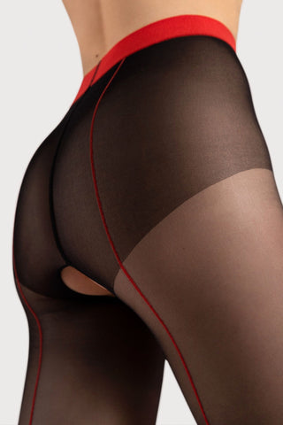 FiORE Sensual Firelight Tights Black & Red 20 Denier