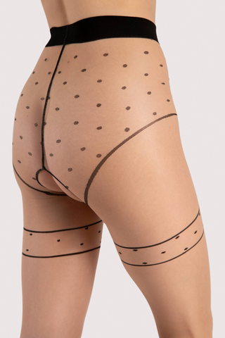 FiORE Sensual Starlight Dot Pattern Tights Nude & Black 20 Denier