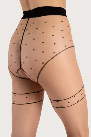 FiORE Sensual Starlight Dot Pattern Tights Nude & Black 20 Denier