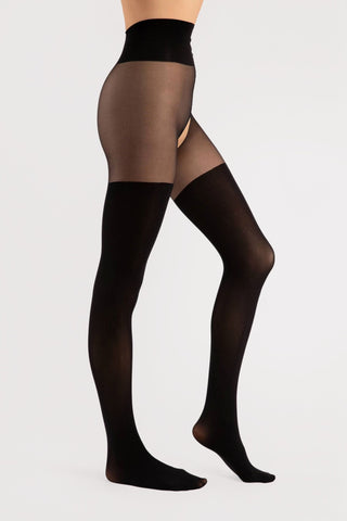 FiORE Sensual Twilight Crotchless Tights Black 40 Denier