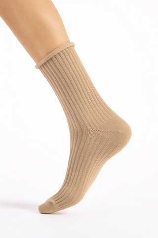 FiORE Trinny Beige & Silver Cotton Socks