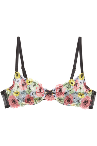 Fleur du Mal Azalea Embroidery Demi Bra Black - Sexy Lingerie