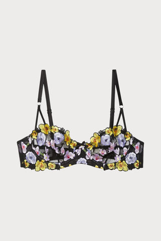 Eden Black Floral Embroidery Balconette Bra