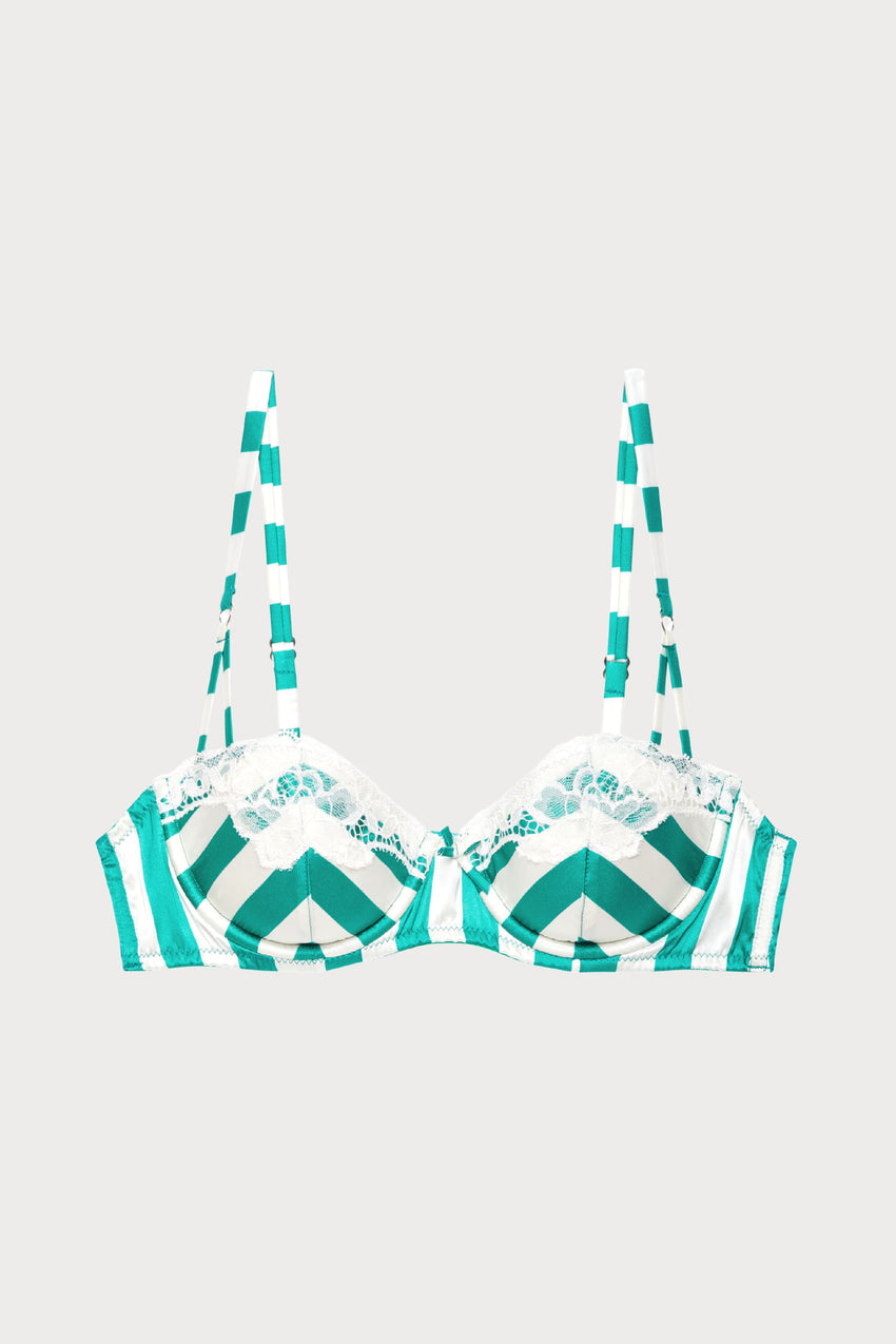 Fleur du Mal Eve Silk & Lace Balconette Bra in Riviera Stripe – Naughty ...