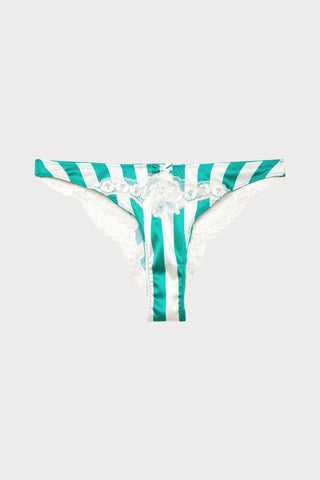Eve Silk & Lace Cheeky Brief in Riviera Stripe