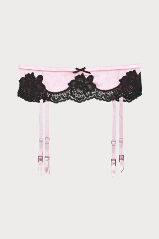 Eve Silk & Lace Suspender Belt in Baby Rose, Size 4 (UK 12-14)