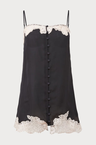 Fleur Du Mal Juliet Black Silk & Lace Button Slip - Naughty Knickers