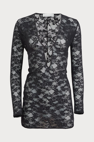Le Stretch Lace Deep Plunge Mini Dress