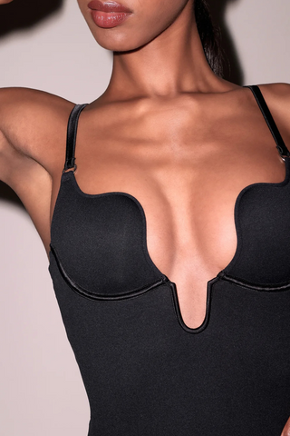 Fleur du Mal U-Plunge Black Bodysuit Le Stretch Micro