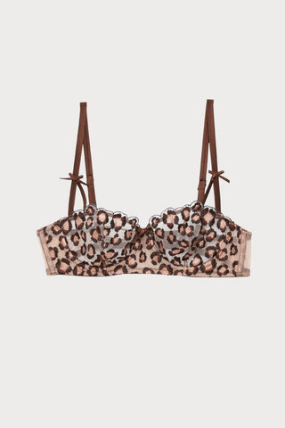 Leopard Embroidery Balconette Bra