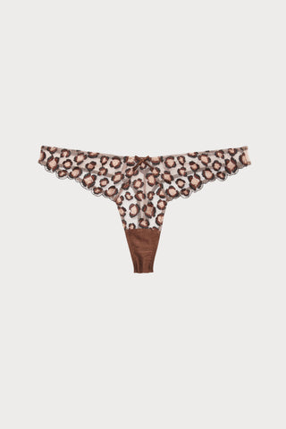 Leopard Embroidery Thong