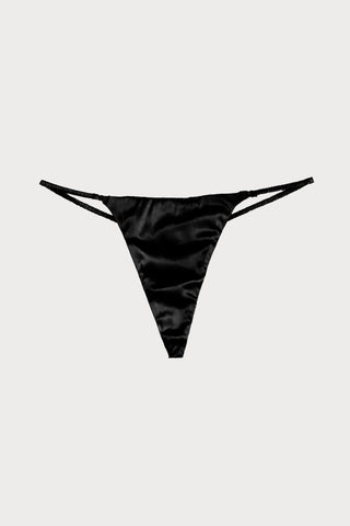 Luxe Silk V-String in Black