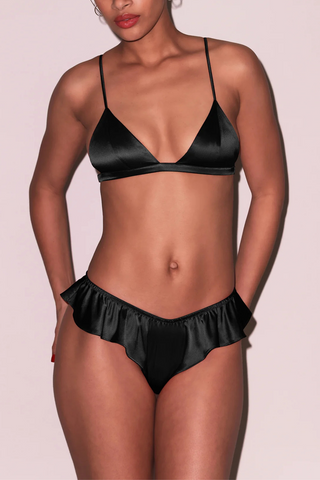 Fleur du Mal Luxe Black Silk Flutter Panty - Silk Knickers