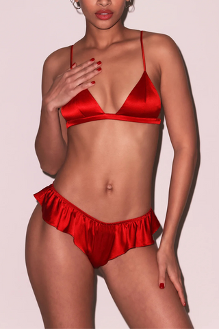 Fleur du Mal Luxe Rouge Silk Flutter Panty - Silk Knickers
