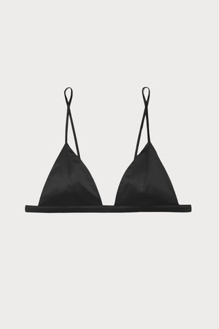 Luxe Silk Triangle Bra in Black