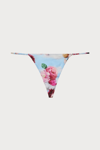 Luxe Silk V-String in Dreamy Floral Print, Size 2 (UK 6-8)