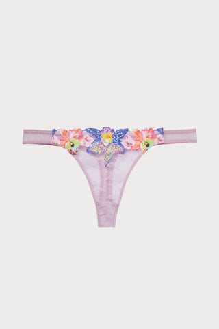 Orchid Embroidery Thong