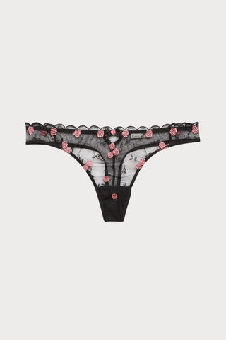 Rose and Vine Embroidery Thong