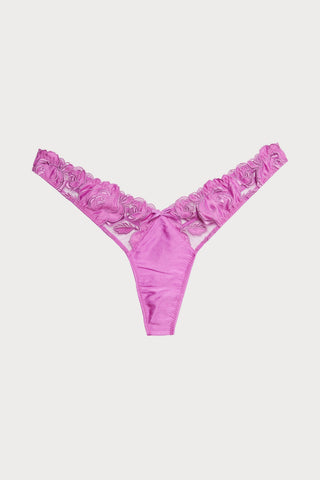 Rose Logo Embroidery High Leg Thong, Size 4 (UK 12-14)