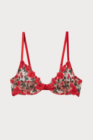 Roses and Thorns Embroidery Demi Bra, Size UK 32C