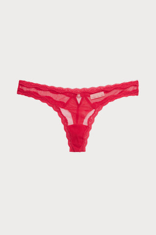 Sheer Tulle Thong Rouge