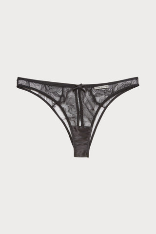 Sophia Lace Open Back Brief in Black